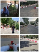 عملیات رنگ آمیزی جداول محوطه دانشگاه